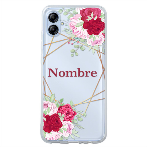 Funda Galaxy Uso Rudo Flores Personalizada Con Tu Nombre