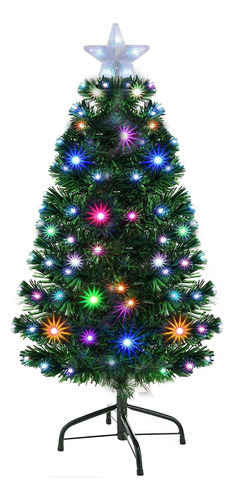 Árbol De Navidad Led Verde 90 Cm Fibra Óptica Con Estrella