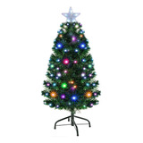 Árbol De Navidad Led Verde 90 Cm Fibra Óptica Con Estrella