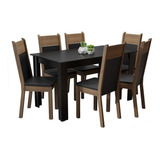 Sala Jantar Madesa Medelin Mesa Tampo Madeira 6 Cadeiras Prs Cor Preto/rustic/sint Preto Mdja060017d8pt