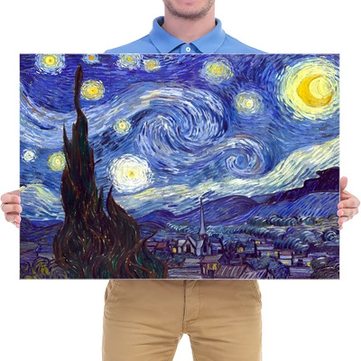 Cuadro Decorativo Noche Estrellada Van Gogh Arte 50x75cm Noche Estrellada