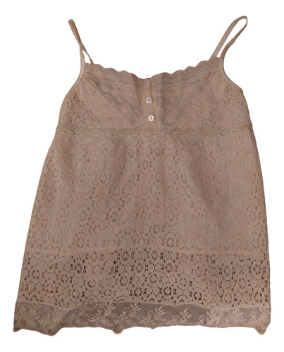 Blusa Musculosa Top Broderie Nude L Mujer Volados Algodon