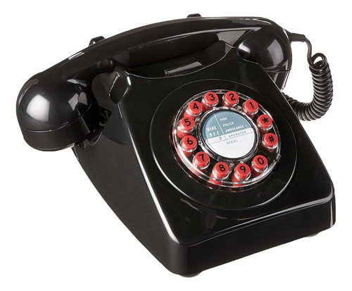 Telefono Fijo Retro De Diseño Rotativo, Negro