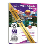 Papel Adhesivo Imprimir A4 135g Glossy Pack 50 