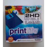 Caixa Disquete Print Life C/ 10 Unidades 2hd 1.44mb Cor Preto