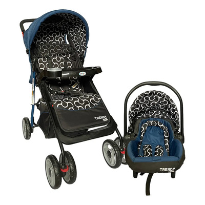 Trendy Kids Travel System Maxy 4 En 1 Con Porta Bebé Color Azul Chasis Negro