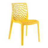 Cadeira Gruvyer Cozinha Jantar Empilhável Alto Brilho Cores Estrutura Da Cadeira Amarelo