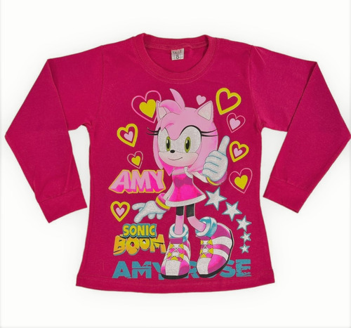 Remera Camiseta Manga Larga Nena Niña Amy Sonic 