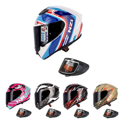 Jm Nuñez Casco Moto Nzi Trendy Connected Flag Visor Extra