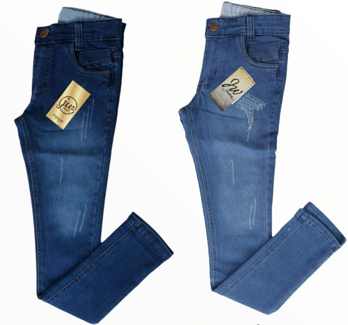 Kit 2 Calça  Jeans Masculina Infantil  Juvenil   Do 10 Ao 16