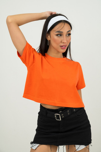 Remera Crop Top Mujer Manga Corta Algodon Basic Lisas Moda