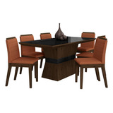 Conjunto Mesa De Jantar 6 Cadeiras Nairóbi Imb/pre/terrac-ma