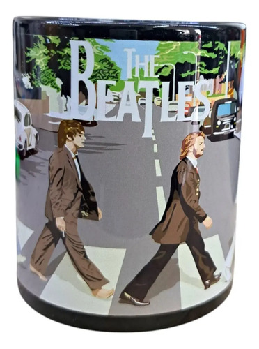 Taza The Beatles Banda Rock Color Negro Ceramica 325 Ml Lz.