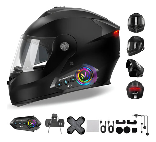 Casco Motocicleta Abatible C\u002F Bluetooth+certificado Dot+luz | Envío gratis