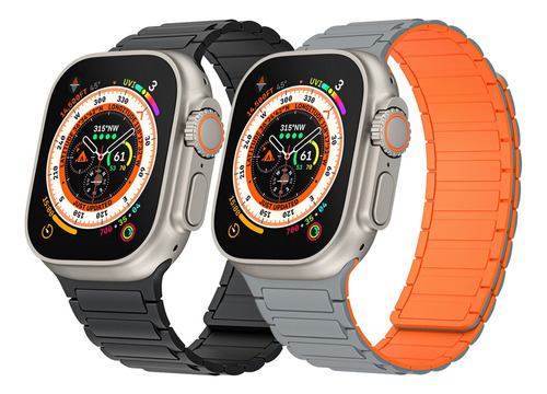 2 Correas Silicona Magnética Para Apple Watch Ultra Se 9 8 7