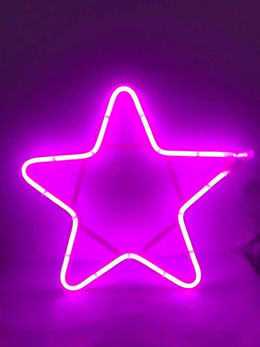 Pisca Enfeite De Estrela Neon Led Mangueira Rosa