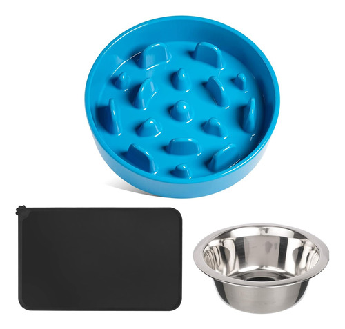 Plato Comida Perro Mascota Set Petpal Set Bebedero + Tapete