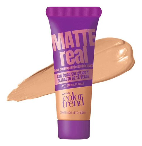 Base De Maquillaje Liquida Matte Real Color Trend Avon 25ml