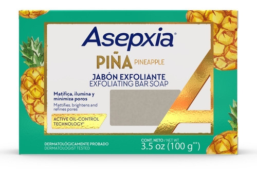 Asepxia Piña Jabón Exfoliante Matifica Reduce Los Poros 100g