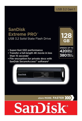 Pen Drive Sandisk Extreme Pro 128gb Usb 3.2 Gen 1 Lacrado