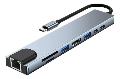 Hub Adaptador Usb C/hdmi Lan Sd 8 En 1 Para Macbook iMac