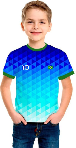 Camisa Infantil Seleção Brasileira Copa Qatar Personalizada