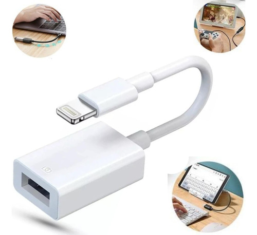 Cabo Otg Ios Adaptador Pen Drive Usb Lightning Passa Dados