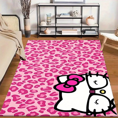 Alfombra Con Estampado De Leopardo De Hello Kitty Para Sala