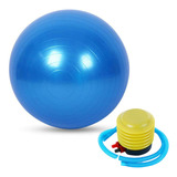 Bola Yoga Pilates Fisioterapia 65cm + Bomba De Ar Fitness Cor Azul