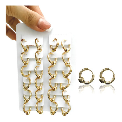 Set Joyeria Pack De 12 Pares Aretes Arracada Tipo Huggies Con Cuenta En Centro Acero Inoxidable Para Mujer Moda Modernos Minimalistas Ideal Para Regalar En Ocasiones Especiales Como Cumpleaños