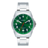 Relógio Orient Masculino Fundo Verde Prata Original Pulseira