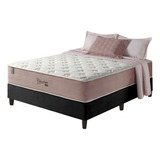 Cama Box Casal Preto + Colchão Molas Charlotte Gel 138cm