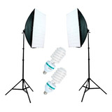 Kit Iluminação 2 Softbox  Sombrinha 50x70cm 2 Lâmpadas 150w 