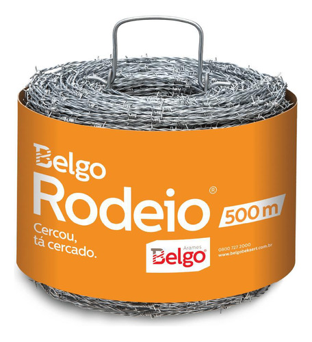 Arame Farpado Belgo Rodeio 500m Zincado 1,60mm 125mm