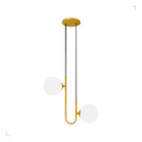 Kit 2 Lustres Pendente C/ 2 Globos Vidro Jabuticaba Dourado