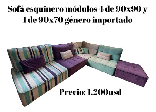 Sofa Esquinero Modulos 4 De 90x90 Y 1 De 90x70. 