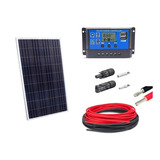 Kit Painel Placa Energia Solar 100w Contro30a Cabo E Mc4
