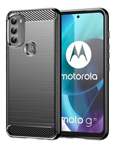 Funda Fiber Carbon Rugged Para Motorola G71 Y Film Hidrogel