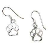 Par Aros Huella Perro Gato Plata Ley 925 + Caja Regalo