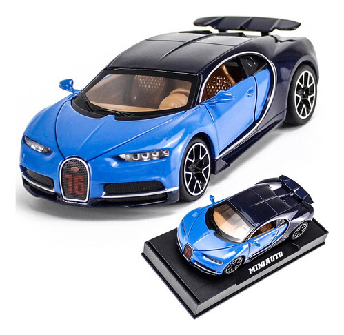 Bugatti Chiron Miniatura Metal Supercoches Con Base 1/32 [u]