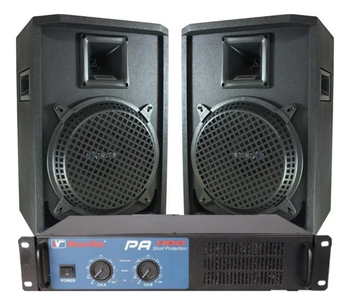 Kit 2 Caixas Acusticas Som + Amplificador Pa 600 Igreja 700w