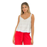 Top Blusa Fiesta Breteles Puntilla Reversible Plisado Encaje