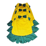  Vestido Brasil P, M Ou G  Amarelo E Verde Roupa Pet