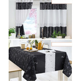 Cortinas Cortas+manteles Tropicales Cocina Combo Envio Grati