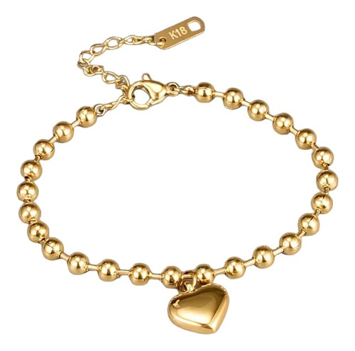 Oferta! Pulsera Mujer Ajustable Corazón Oro 18kt - 1003o