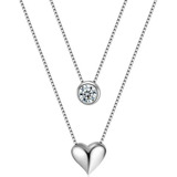 Collar Con Colgante Doble Corazón Plata 925 Mujer Regalo