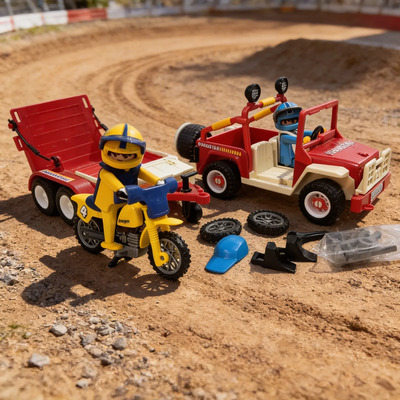 Playmobil 3143 Jeep Todoterreno Con Moto 88 Racing Retromx 40