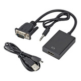 Adaptador Convertidor Vga Macho A Hdmi Hembra Con 3.5 Mm