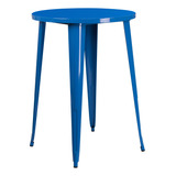 Flash Furniture Philip - Mesa Redonda De Metal Azul Para In.