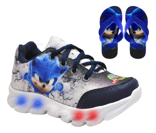 Tenis Masculino Infantil De Led Sonic Meninos Chinelo Barato